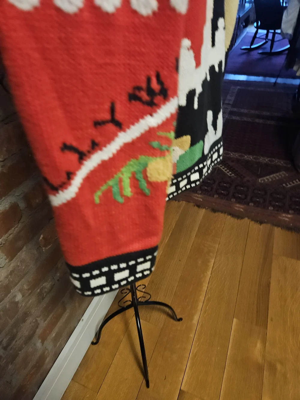Oscar Themed Red and Black Novelty Knit Sweater Cardigan